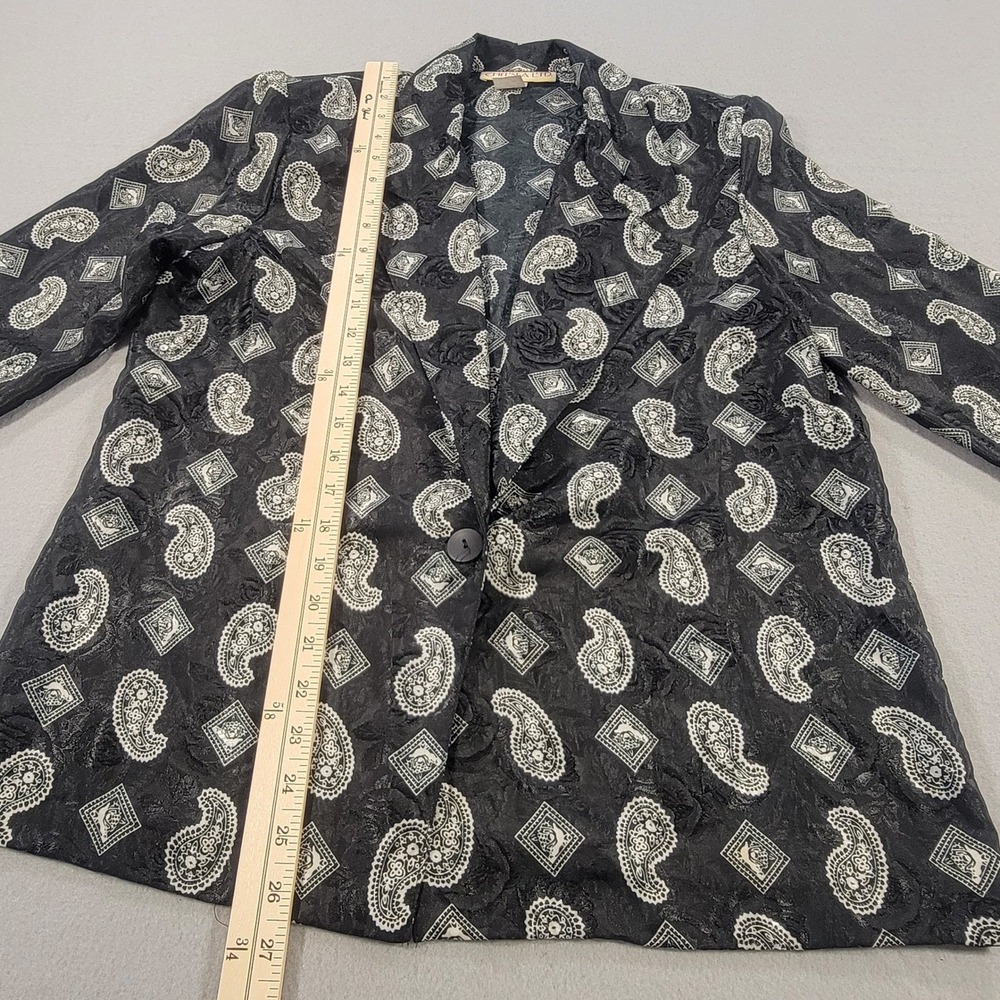 Vintage Chelsea Ltd Paisley Jacquard Blazer Jacket Black Made In USA Womens 12 - Picture 9 of 10